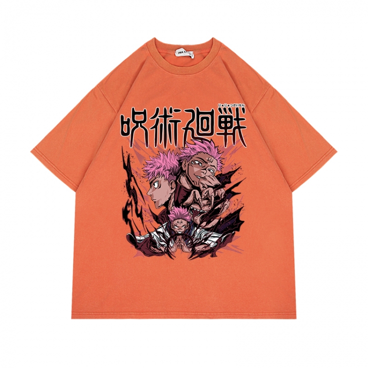 Jujutsu Kaisen Anime Surrounding Direct Spray Technology Colorful Wash Short Sleeve T-shirt from S to 2XL