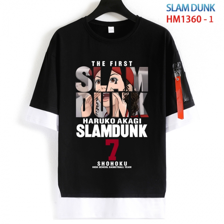 Slam Dunk Cotton Crew Neck Fake Two-Piece Short Sleeve T-Shirt from S to 4XL  HM 1360 1