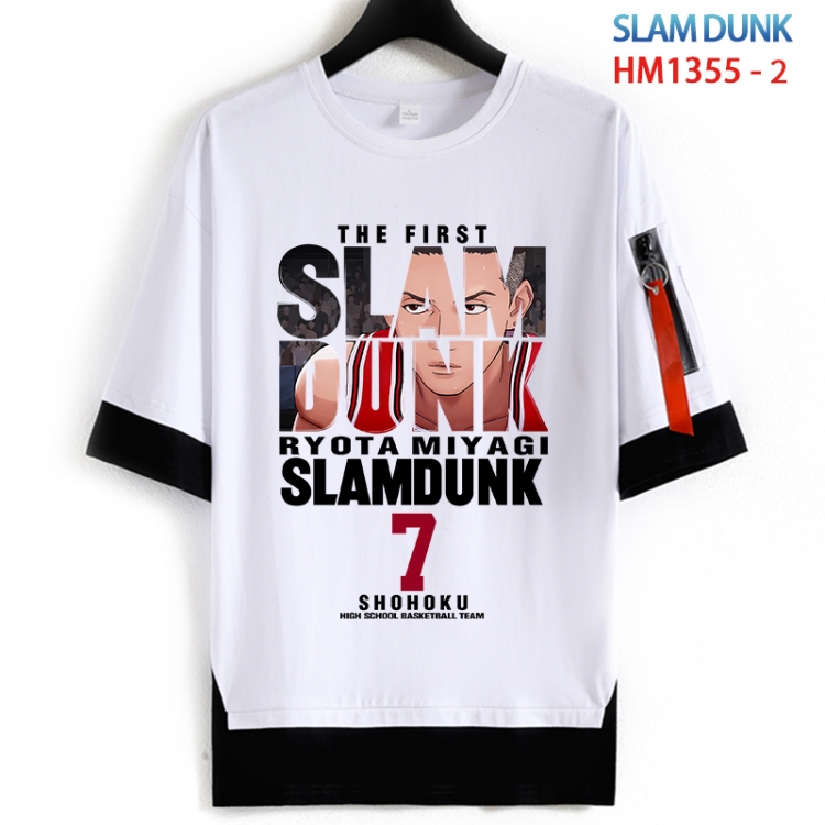 Slam Dunk Cotton Crew Neck Fake Two-Piece Short Sleeve T-Shirt from S to 4XL  HM 1355 2