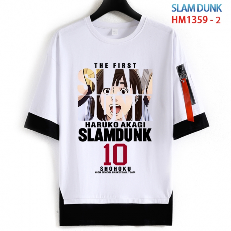 Slam Dunk Cotton Crew Neck Fake Two-Piece Short Sleeve T-Shirt from S to 4XL HM 1359 2