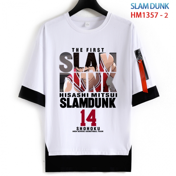 Slam Dunk Cotton Crew Neck Fake Two-Piece Short Sleeve T-Shirt from S to 4XLHM 1357 2