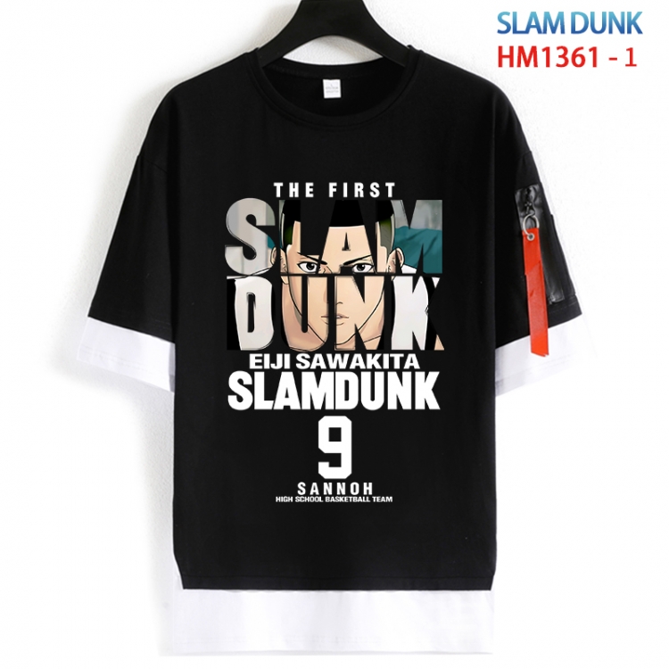 Slam Dunk Cotton Crew Neck Fake Two-Piece Short Sleeve T-Shirt from S to 4XL  HM 1361 1