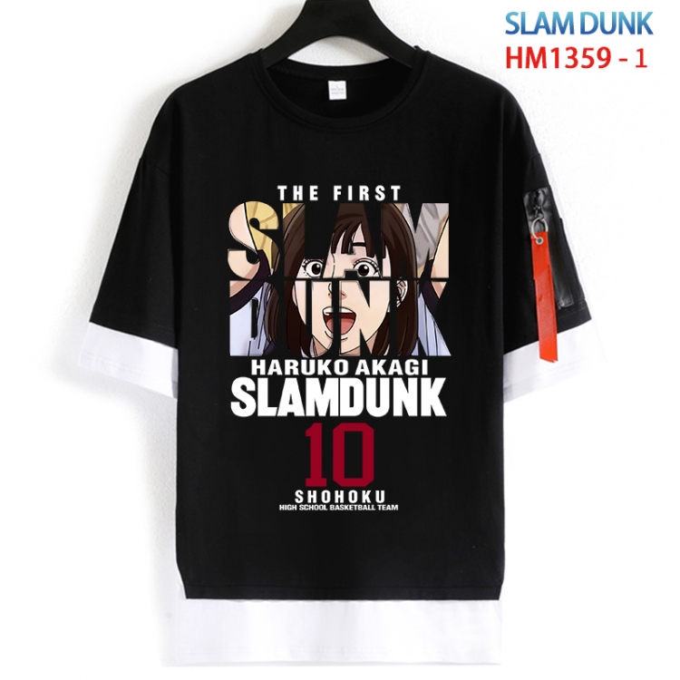 Slam Dunk Cotton Crew Neck Fake Two-Piece Short Sleeve T-Shirt from S to 4XL  HM 1359 1