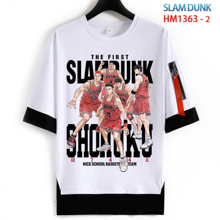 Slam Dunk Cotton Crew Neck Fake Two-Piece Short Sleeve T-Shirt from S to 4XL HM 1363 2