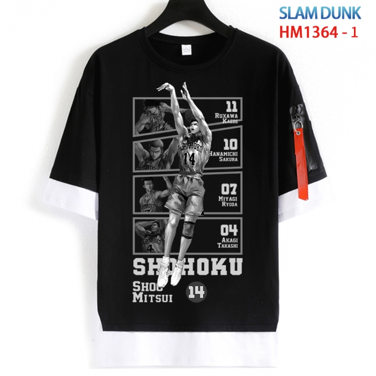 Slam Dunk Cotton Crew Neck Fake Two-Piece Short Sleeve T-Shirt from S to 4XL  HM 1364 1