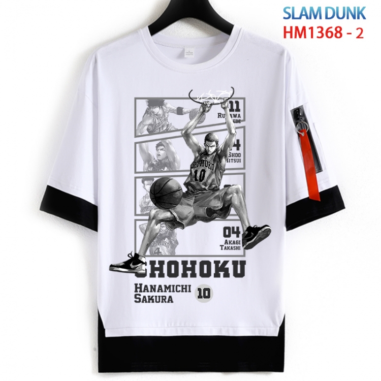 Slam Dunk Cotton Crew Neck Fake Two-Piece Short Sleeve T-Shirt from S to 4XL HM 1368 2