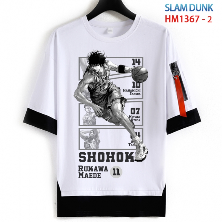 Slam Dunk Cotton Crew Neck Fake Two-Piece Short Sleeve T-Shirt from S to 4XL HM 1367 2