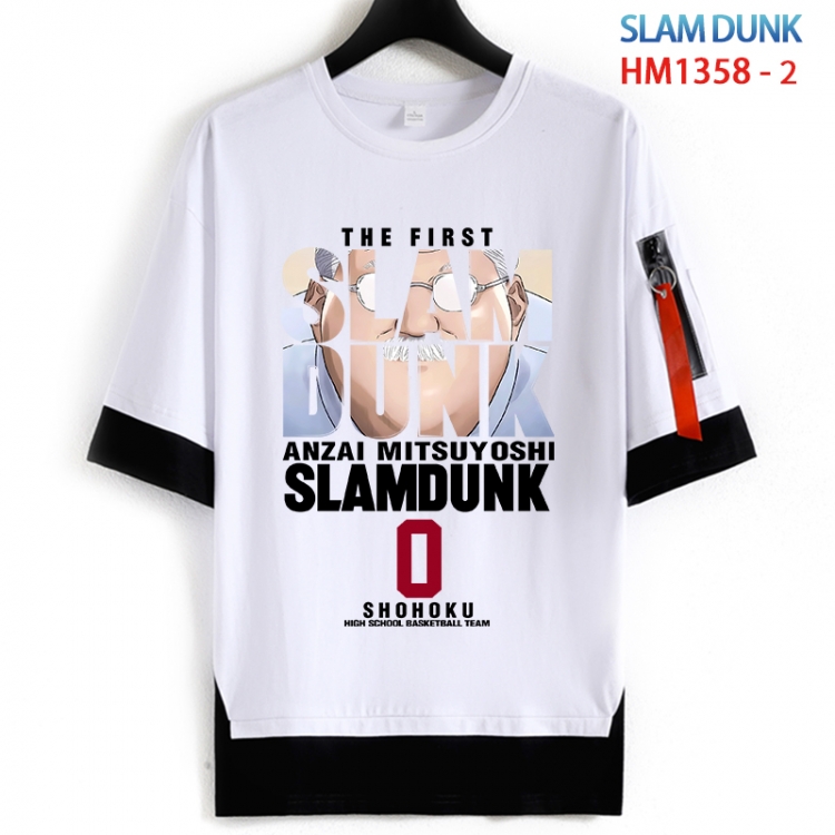 Slam Dunk Cotton Crew Neck Fake Two-Piece Short Sleeve T-Shirt from S to 4XL HM 1358 2