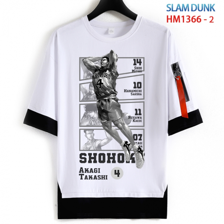 Slam Dunk Cotton Crew Neck Fake Two-Piece Short Sleeve T-Shirt from S to 4XL  HM 1366 2