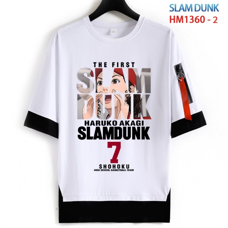 Slam Dunk Cotton Crew Neck Fake Two-Piece Short Sleeve T-Shirt from S to 4XL HM 1360 2
