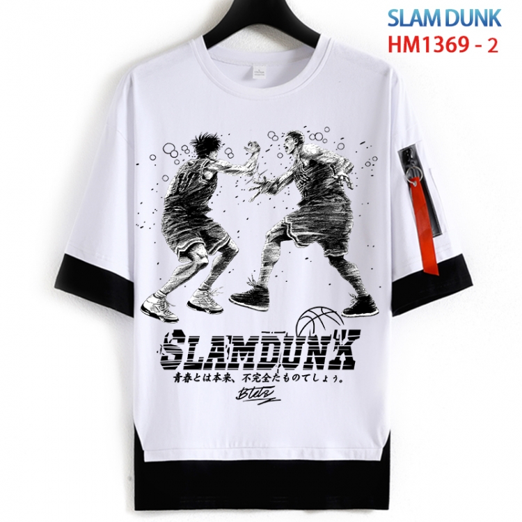 Slam Dunk Cotton Crew Neck Fake Two-Piece Short Sleeve T-Shirt from S to 4XL  HM 1369 2