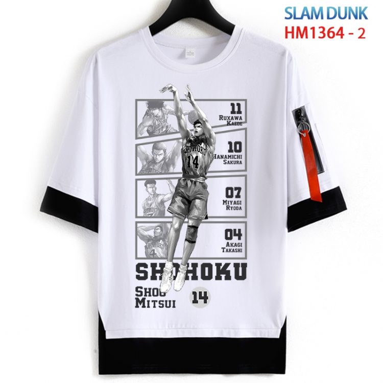 Slam Dunk Cotton Crew Neck Fake Two-Piece Short Sleeve T-Shirt from S to 4XL HM 1364 2