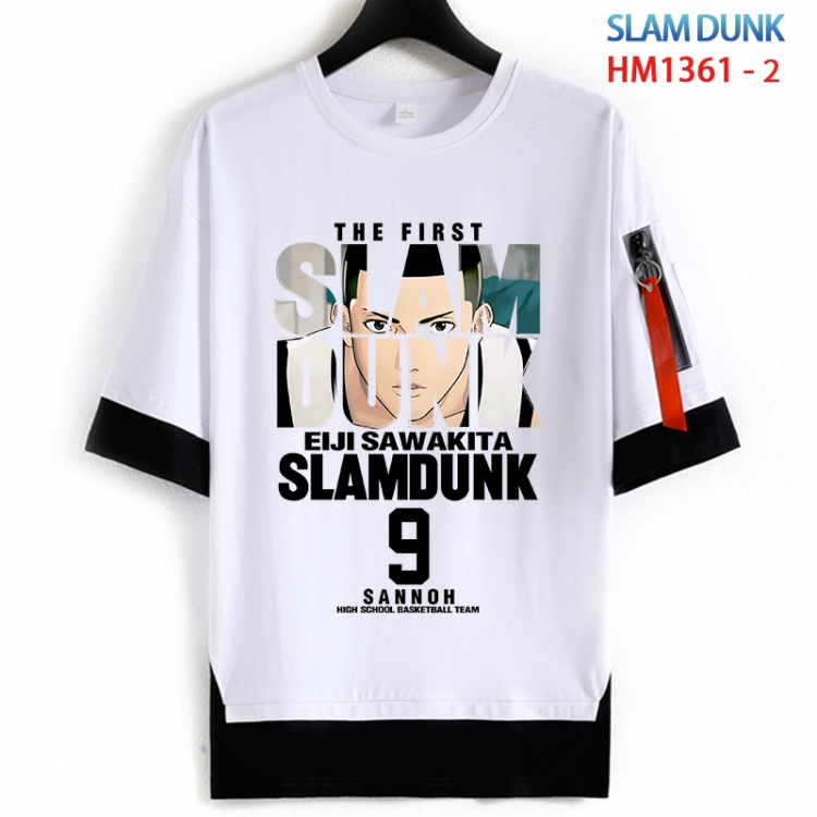 Slam Dunk Cotton Crew Neck Fake Two-Piece Short Sleeve T-Shirt from S to 4XL HM 1361 2
