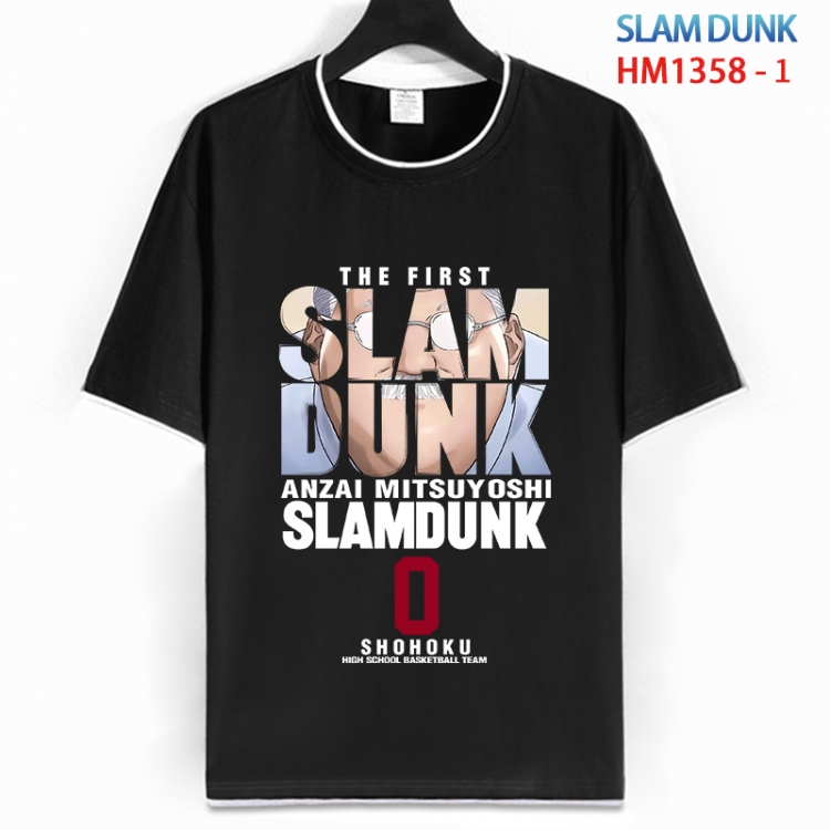 Slam Dunk Cotton crew neck black and white trim short-sleeved T-shirt from S to 4XL HM 1358 1