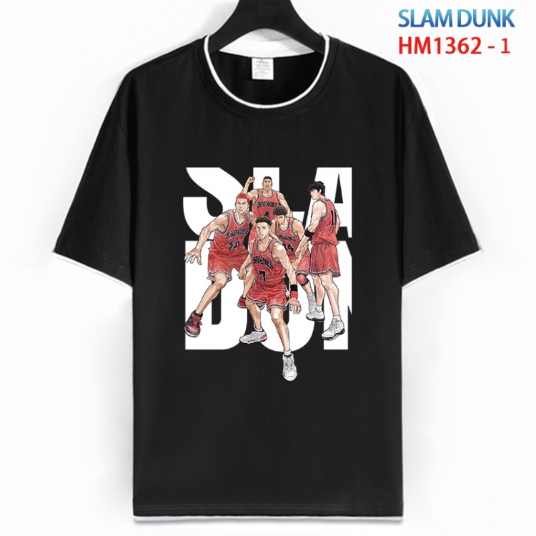 Slam Dunk Cotton crew neck black and white trim short-sleeved T-shirt from S to 4XL  HM 1362 1