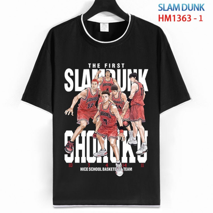 Slam Dunk Cotton crew neck black and white trim short-sleeved T-shirt from S to 4XL  HM 1363 1