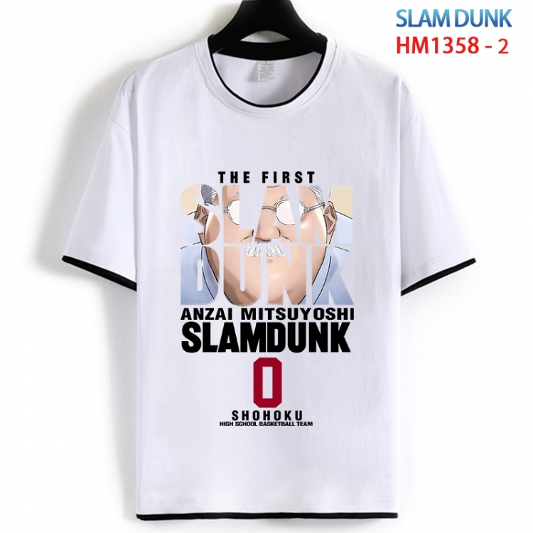 Slam Dunk Cotton crew neck black and white trim short-sleeved T-shirt from S to 4XL  HM 1358 2