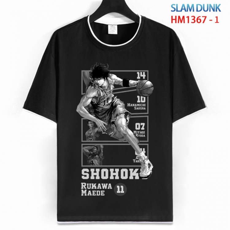 Slam Dunk Cotton crew neck black and white trim short-sleeved T-shirt from S to 4XL  HM 1367 1