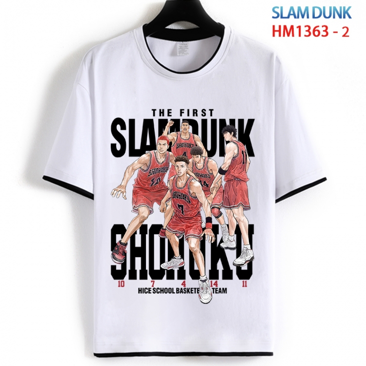 Slam Dunk Cotton crew neck black and white trim short-sleeved T-shirt from S to 4XL  HM 1363 2