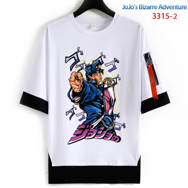 JoJos Bizarre Adventure Cotton Crew Neck Fake Two-Piece Short Sleeve T-Shirt from S to 4XL HM-3315-1