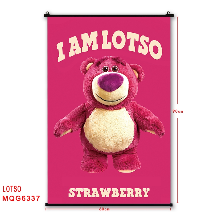 Strawberry Bear cartoon black Plastic rod Cloth painting Wall Scroll 60X90CM  MQG-6337