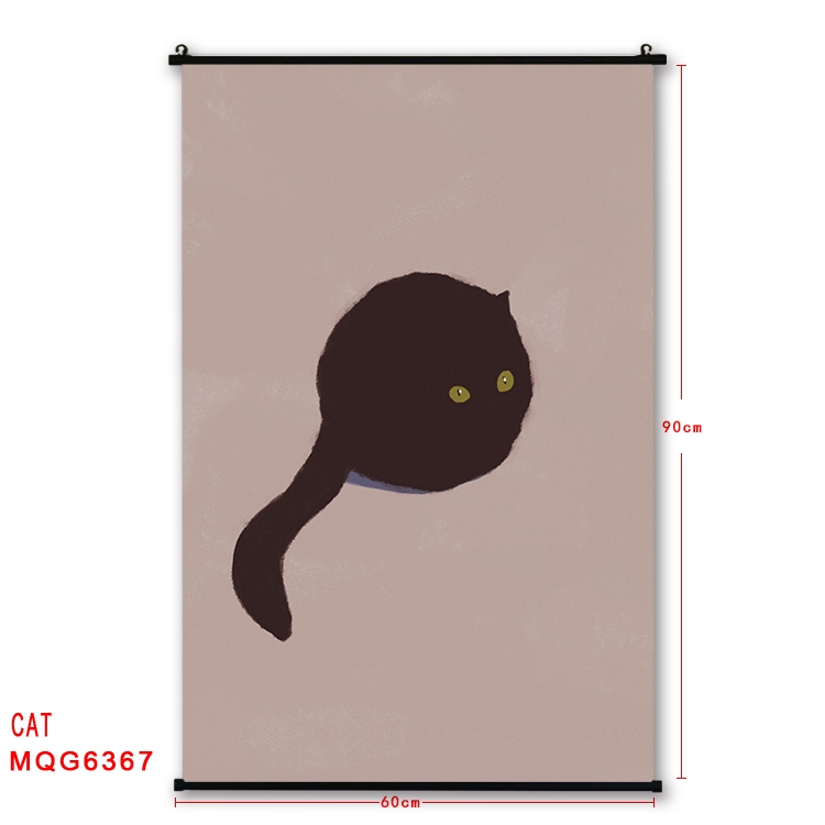 cat cartoon black Plastic rod Cloth painting Wall Scroll 60X90CM MQG-6367
