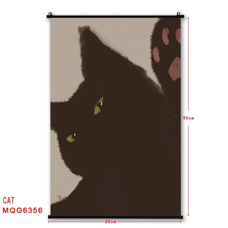 cat cartoon black Plastic rod Cloth painting Wall Scroll 60X90CM MQG-6356