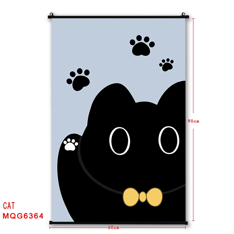 cat cartoon black Plastic rod Cloth painting Wall Scroll 60X90CM MQG-6364