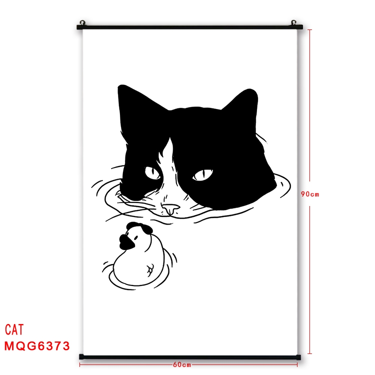 cat cartoon black Plastic rod Cloth painting Wall Scroll 60X90CM MQG-6373