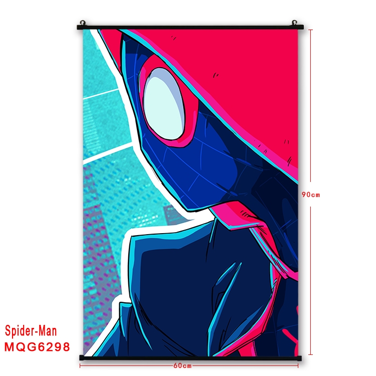 Spiderman Anime black Plastic rod Cloth painting Wall Scroll 60X90CM  MQG-6298