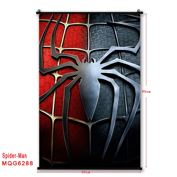 Spiderman Anime black Plastic rod Cloth painting Wall Scroll 60X90CM MQG-628
