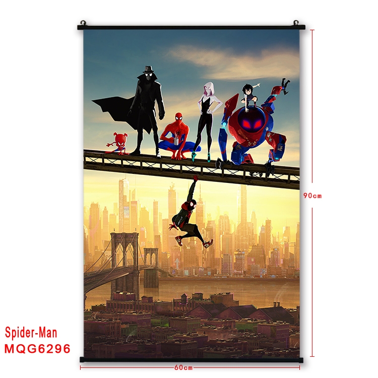 Spiderman Anime black Plastic rod Cloth painting Wall Scroll 60X90CM MQG-6296