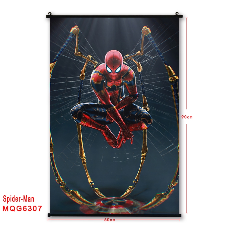 Spiderman Anime black Plastic rod Cloth painting Wall Scroll 60X90CM MQG-6307