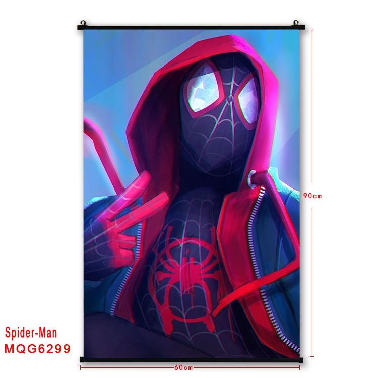 Spiderman Anime black Plastic rod Cloth painting Wall Scroll 60X90CM MQG-6299