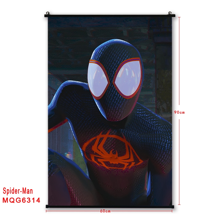 Spiderman Anime black Plastic rod Cloth painting Wall Scroll 60X90CM MQG-6314