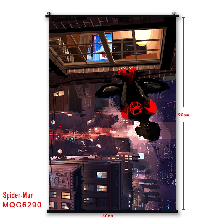 Spiderman Anime black Plastic rod Cloth painting Wall Scroll 60X90CM MQG-6290