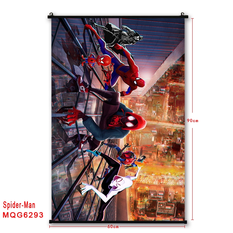 Spiderman Anime black Plastic rod Cloth painting Wall Scroll 60X90CM MQG-6293