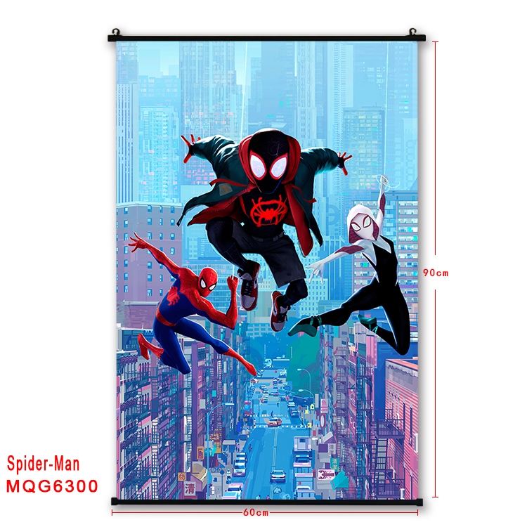 Spiderman Anime black Plastic rod Cloth painting Wall Scroll 60X90CM MQG-6300