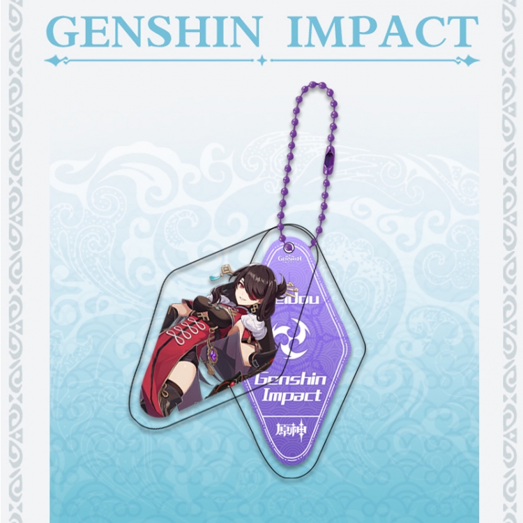 Genshin Impact Double piece transparent acrylic pendant  Key Chain OPP packaging price for 5 pcs