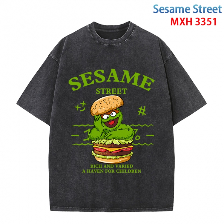 Sesame Street Anime peripheral pure cotton washed and worn T-shirt from S to 4XL MXH-3351