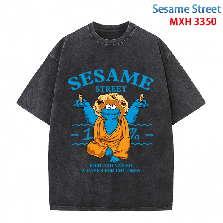 Sesame Street Anime peripheral pure cotton washed and worn T-shirt from S to 4XL MXH-3350