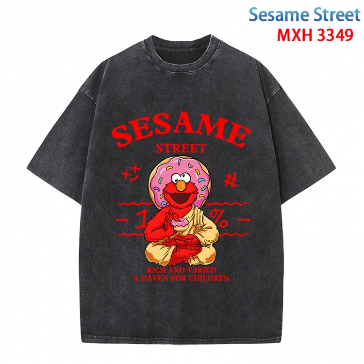 Sesame Street Anime peripheral pure cotton washed and worn T-shirt from S to 4XL MXH-3349