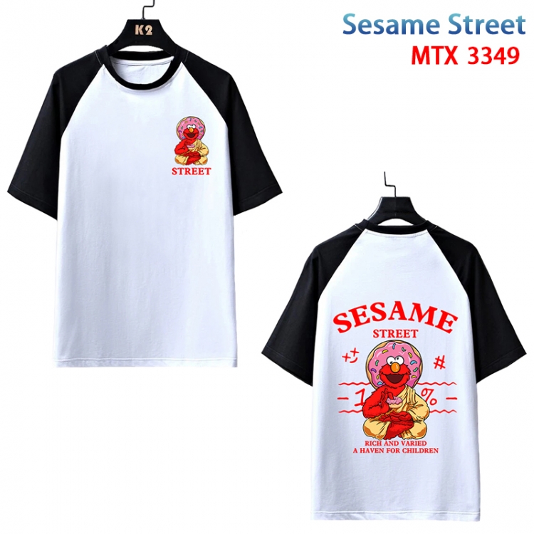 Sesame Street Anime raglan sleeve cotton T-shirt from XS to 3XL MTX-3349-3