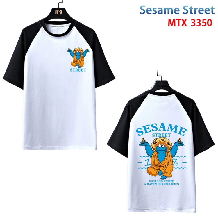 Sesame Street Anime raglan sleeve cotton T-shirt from XS to 3XL MTX-3350-3