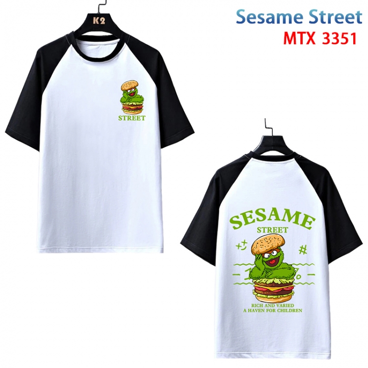 Sesame Street Anime raglan sleeve cotton T-shirt from XS to 3XL MTX-3351-3