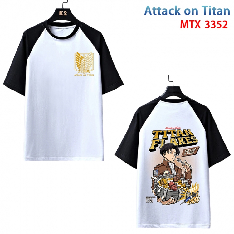 Shingeki no Kyojin Anime raglan sleeve cotton T-shirt from XS to 3XL  MTX-3352-3