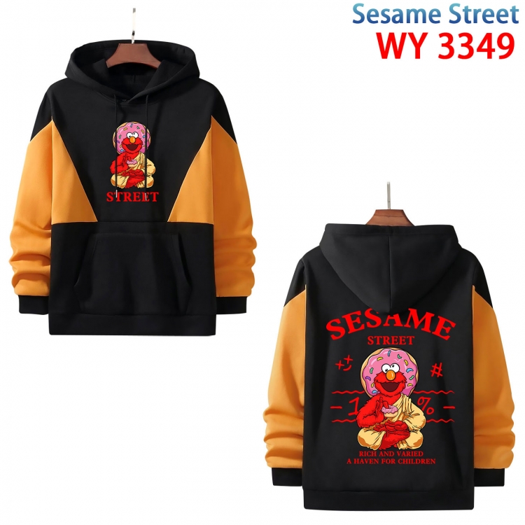 Sesame Stree Anime color contrast patch pocket sweater from XS to 4XL  WY-3349-3