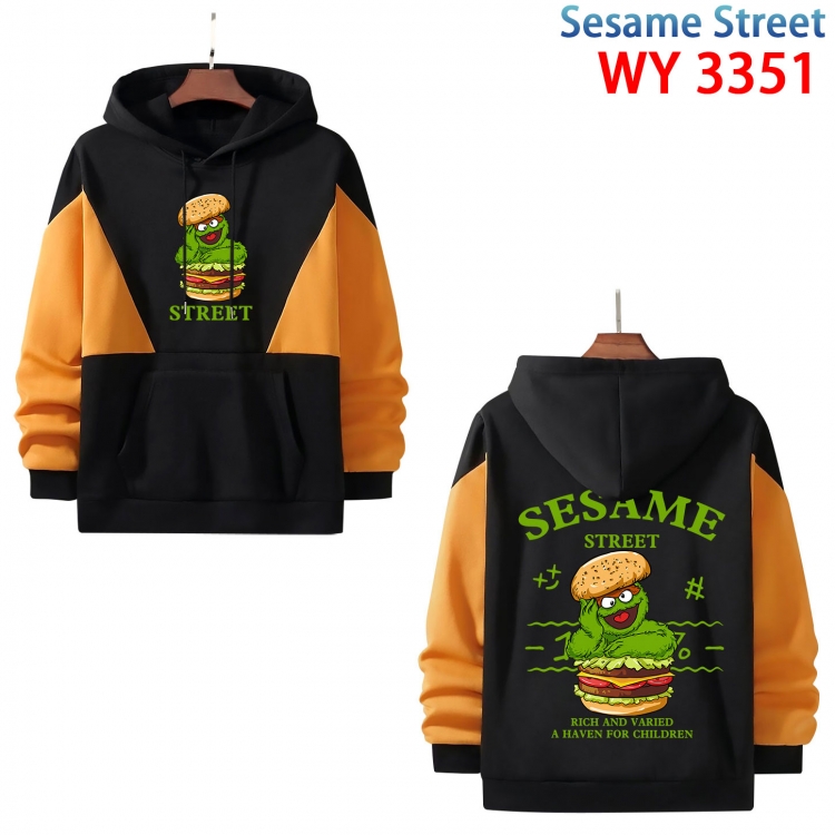 Sesame Stree Anime color contrast patch pocket sweater from XS to 4XL WY-3351-3