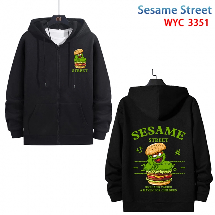 Sesame Stree Anime cotton zipper patch pocket sweater from S to 3XL WYC-3351-3