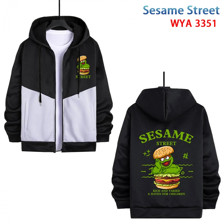 Sesame Stree Anime cotton zipper patch pocket sweater from S to 3XL WYA-3351-3